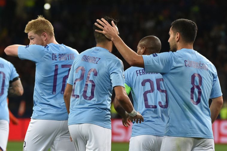 ריאז מחרז ואילקאי גונדואן הובילו את סיטי לניצחון. (GENYA SAVILOV/AFP/Getty Images)