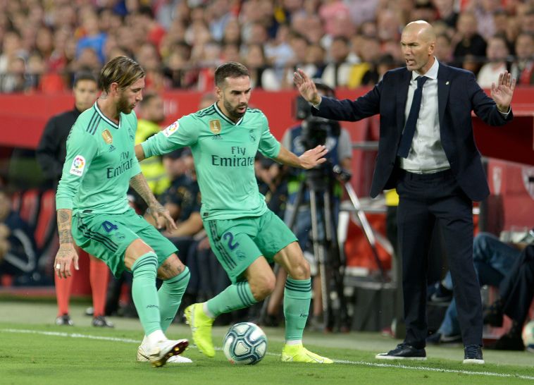 הבלאנקוס התעוררו לקראת הירידה למחצית. קרבאחל החמיץ הזדמנות גדולה (CRISTINA QUICLER/AFP/Getty Images)