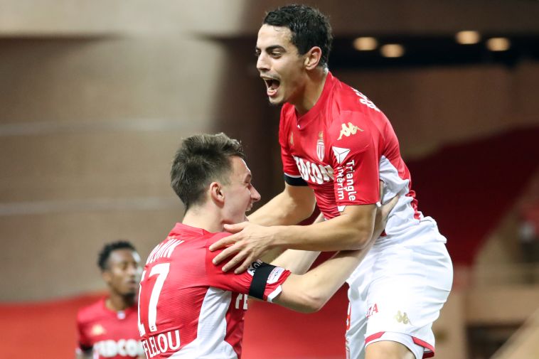 שחקני מונאקו חוגגים את הניצחון הגדול (VALERY HACHE/AFP via Getty Images)