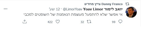 דני פרקו מצייץ מחדש ציוץ נגד מכבי תל אביב